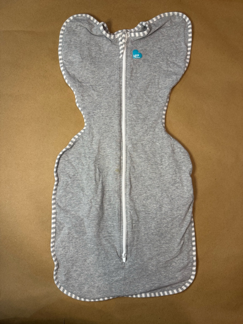 Love to dream gray with stripe trim Baby Sleep Sack with dual Zipper